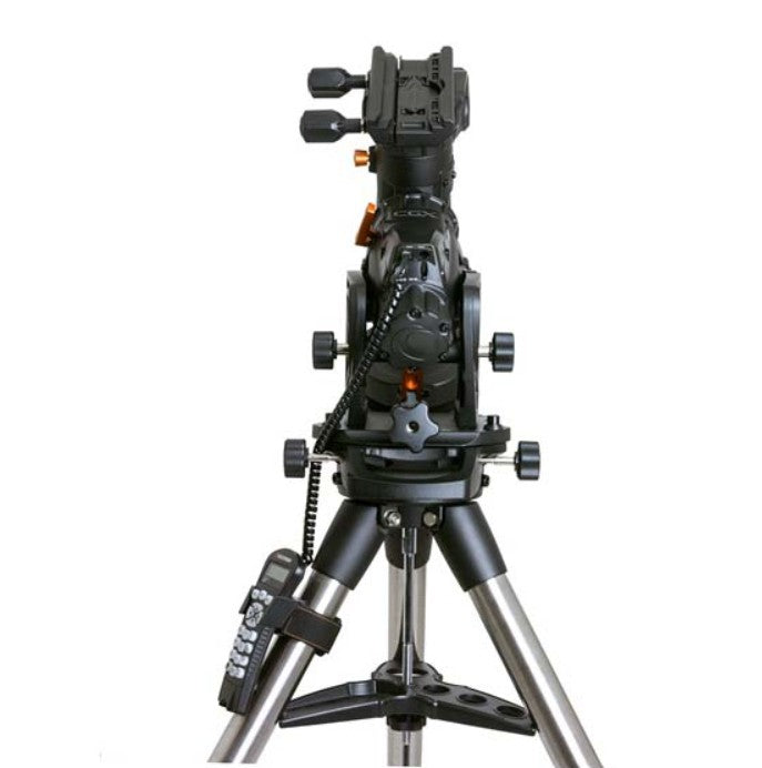 Celestron CGX 1100 EdgeHD Schmidt-Cassegrain telescope with tripod, featuring a large optical tube and advanced mount for astrophotography.