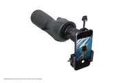 Celestron Basic Smartphone Adapter for telescope accessories, shown attached to a smartphone for astrophotography use.