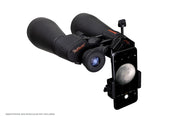 Celestron Basic Smartphone Adapter attached to telescope, enabling secure phone mount for astrophotography and stargazing.
