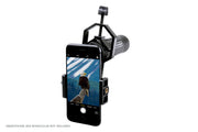 Celestron Basic Smartphone Adapter for accessories, shown attached to a 10x25 monocular for easy smartphone imaging.