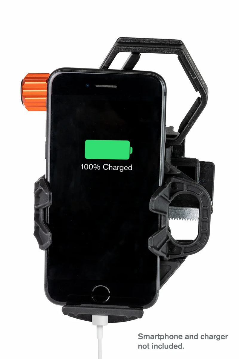 Celestron NeXGO 2-Axis Smartphone Adapter securely connects a smartphone to telescope accessories for astrophotography.
