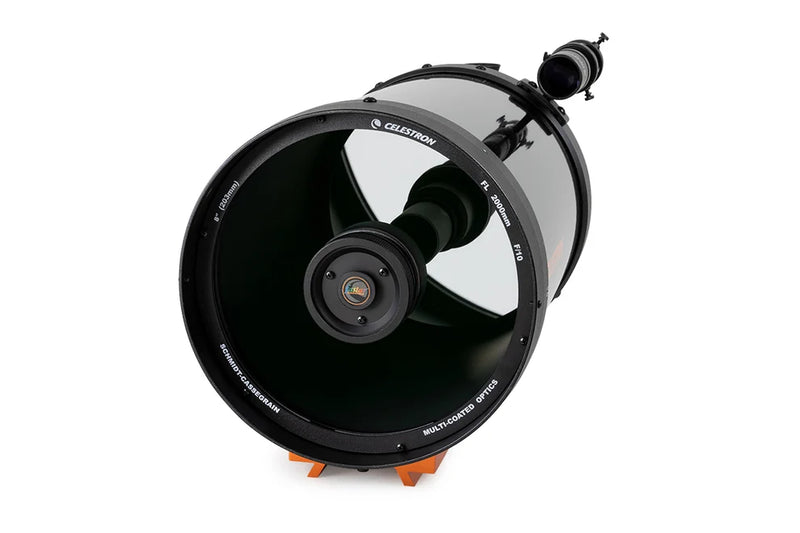 Celestron C8 SCT optical tube for Schmidt-Cassegrain reflector telescope with CGE dovetail mounting, 8-inch aperture.