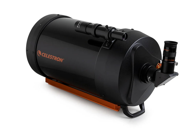 Celestron C8 SCT optical tube assembly with CGE dovetail mount, 8-inch Schmidt-Cassegrain reflector telescope.