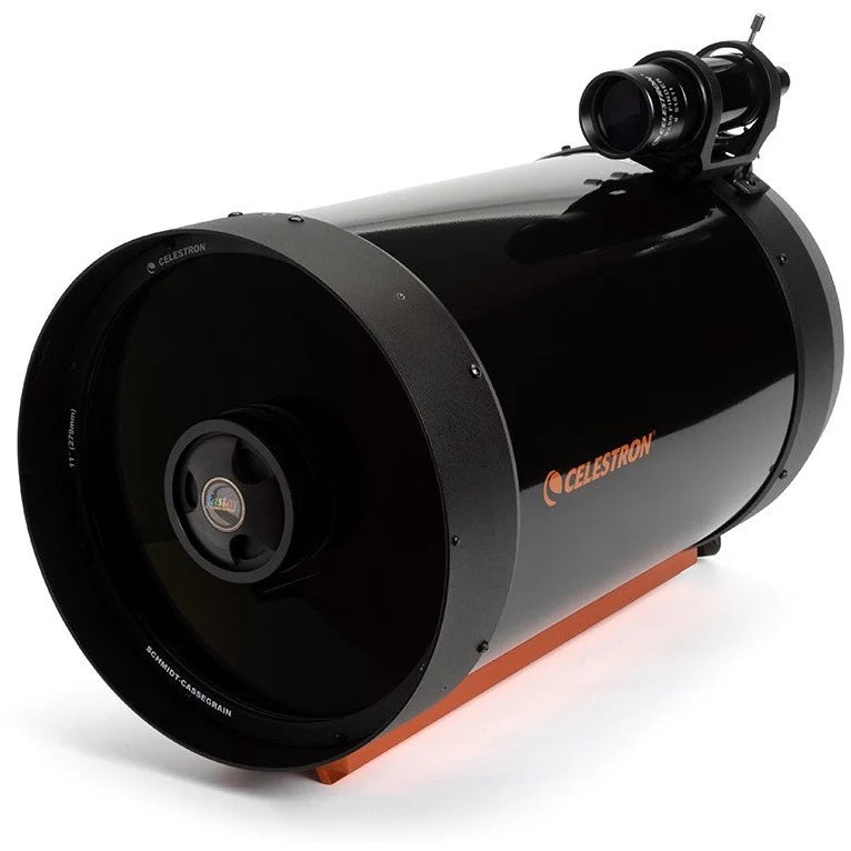 Celestron C11 SCT Schmidt-Cassegrain reflector OTA with CGE dovetail mount for astrophotography and telescope setup.