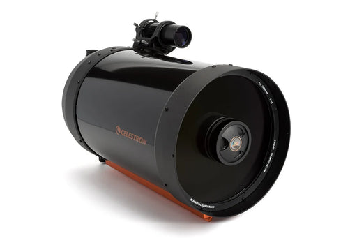 Celestron C11 SCT OTA Schmidt-Cassegrain reflector telescope on CGE dovetail mount, detailed view of optical tube assembly