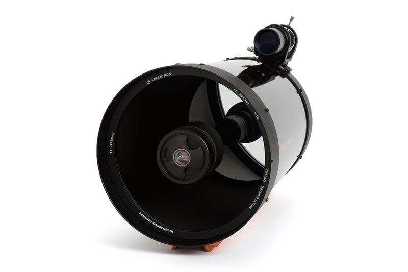 Celestron C11 SCT optical tube assembly with CGE dovetail mount, Schmidt-Cassegrain reflector telescope for astronomy.