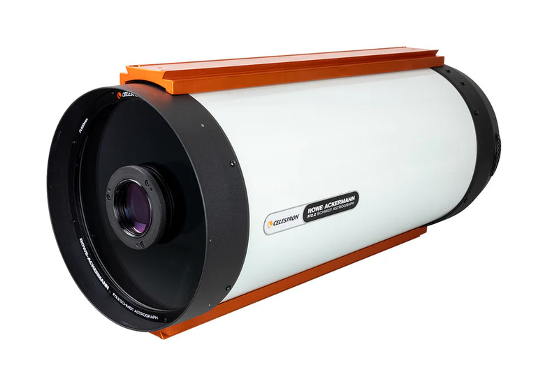 Celestron CGX 11-inch Rowe-Ackermann Schmidt Astrograph V2 reflecting telescope with optical tube and mounting components.