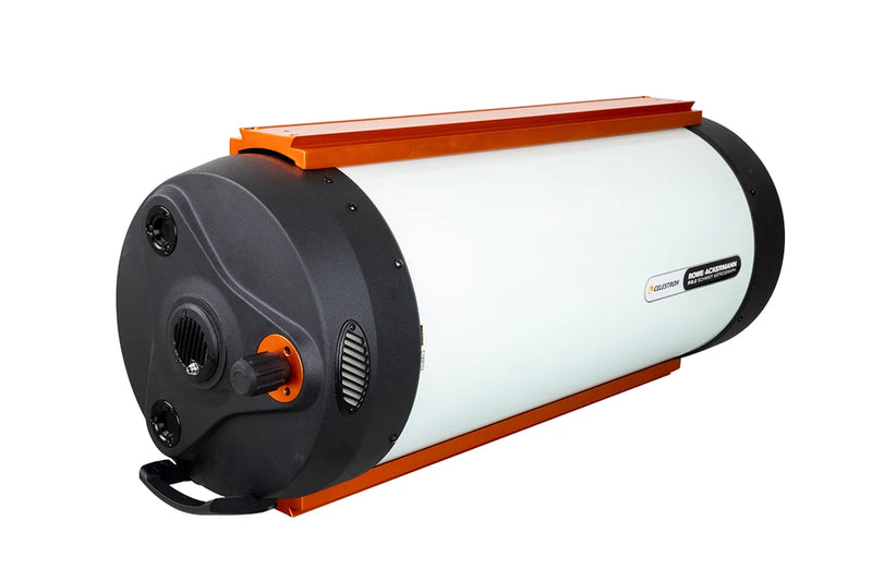 Celestron CGX 11-inch Rowe-Ackermann Schmidt Astrograph V2 reflector telescope with mounted optics and sturdy tripod.