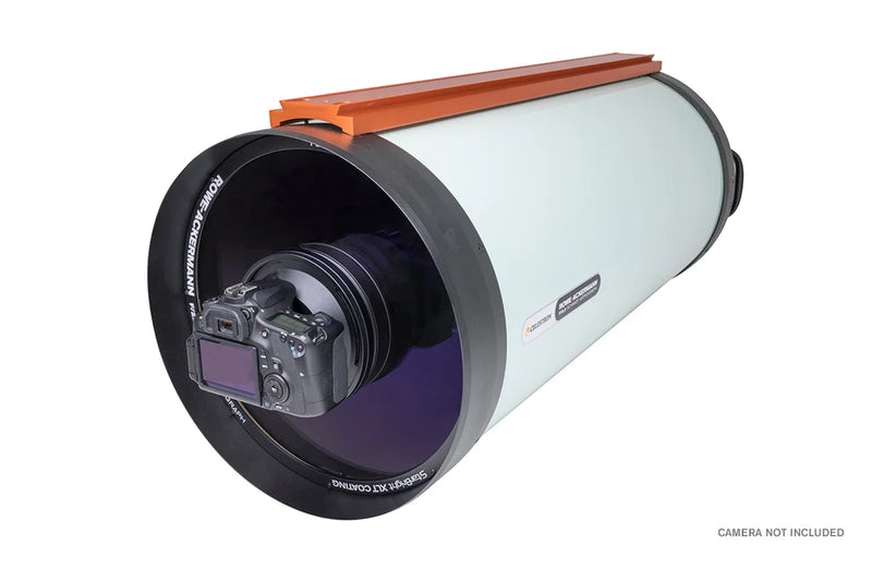 Celestron RASA 36cm Rowe-Ackermann Schmidt Astrograph V2 OTA, Schmidt-Cassegrain telescope with black optical tube and mounting rings