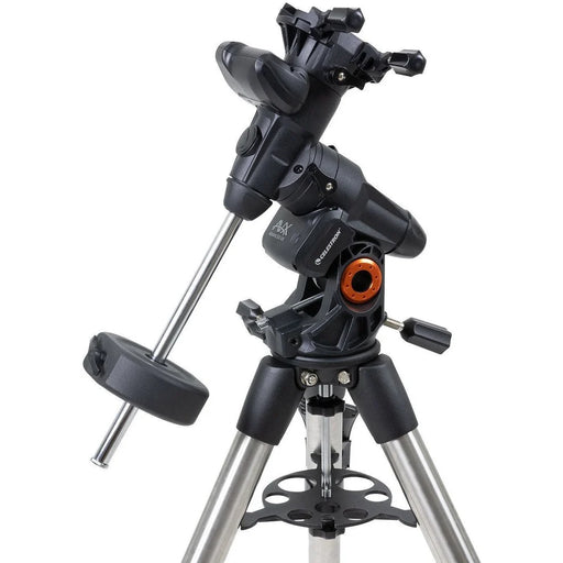 Celestron Advanced VX computerized mount with tripod, featuring control panel and sturdy support for astrophotography and telescope setup.