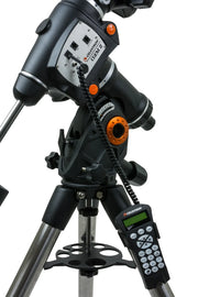 Celestron CGEM II computerized mount with tripod, showcasing the sturdy mount setup for astrophotography and telescope alignment.