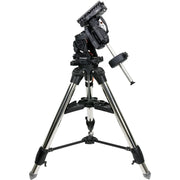 Celestron CGX-L computerized telescope mount with tripod, featuring control panel and sturdy support structure for astrophotography.