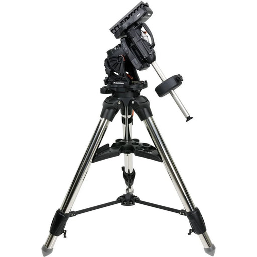Celestron CGX-L computerized telescope mount with tripod, featuring control panel and sturdy support structure for astrophotography.