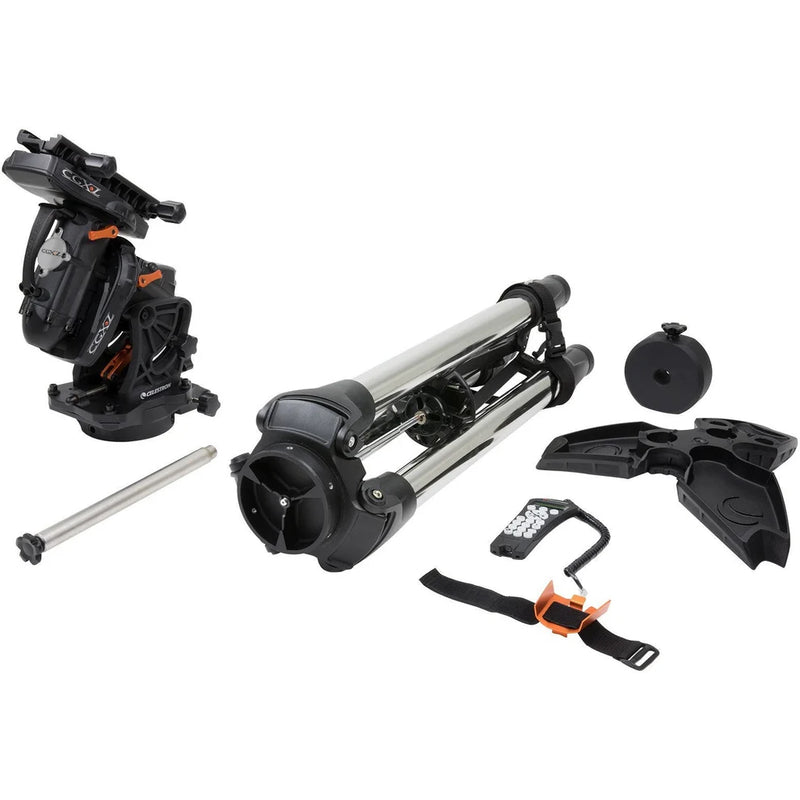 Celestron CGX-L computerized mount and tripod for astrophotography, with durable metal tripod and control panel.