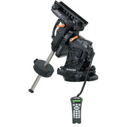 Celestron CGX-L computerized mount for telescopes, shown without tripod, with control panel and sturdy metal construction.