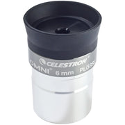 Celestron Omni 1.25-inch 6mm eyepiece for telescopes, featuring a black body and silver focusing ring for clear astronomical viewing.