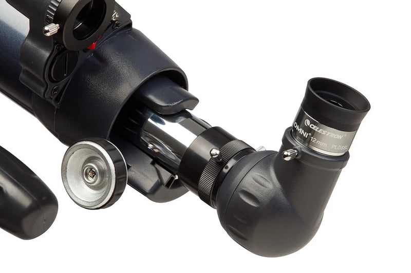 Celestron Omni 1.25" 12mm eyepiece with silver finish for telescopes, detailed view of the optical accessory.