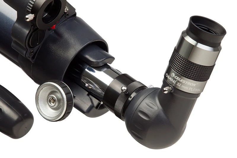 Celestron Omni 1.25-inch 32mm eyepiece with black body and silver accents for telescopes, providing wide-field viewing.