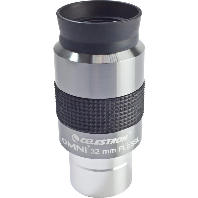 Celestron Omni 1.25-inch 32mm eyepiece for telescopes, showing the lens and adjustable focus ring.