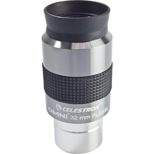 Celestron Omni 1.25-inch 32mm eyepiece for telescopes, showing the lens and adjustable focus ring.