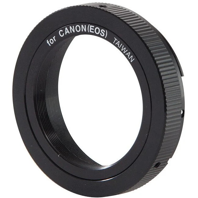 Celestron Canon EOS T-Ring for DSLR cameras, compatible with Celestron accessories, shown in black with brand logo and mounting details.