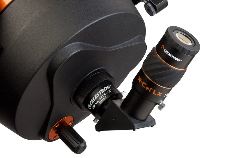 Celestron X-Cel LX 1.25-inch 2.3mm eyepiece for telescopes, showing the optical glass lens and metal barrel.