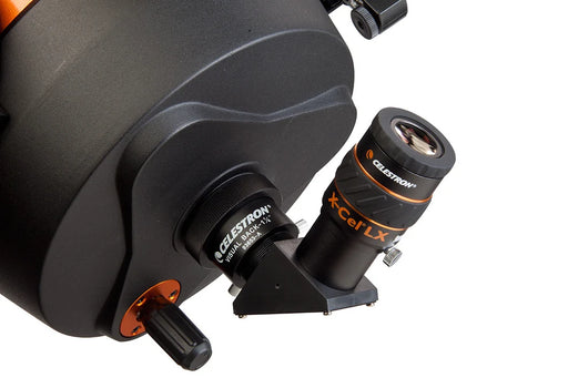 Celestron X-Cel LX 1.25-inch 9mm eyepiece for telescopes, showing the eyepiece with focus ring and brand logo.