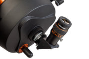 Celestron X-Cel LX 1.25-inch 18mm eyepiece for telescopes, showing the black eyepiece with silver accents and focus ring.