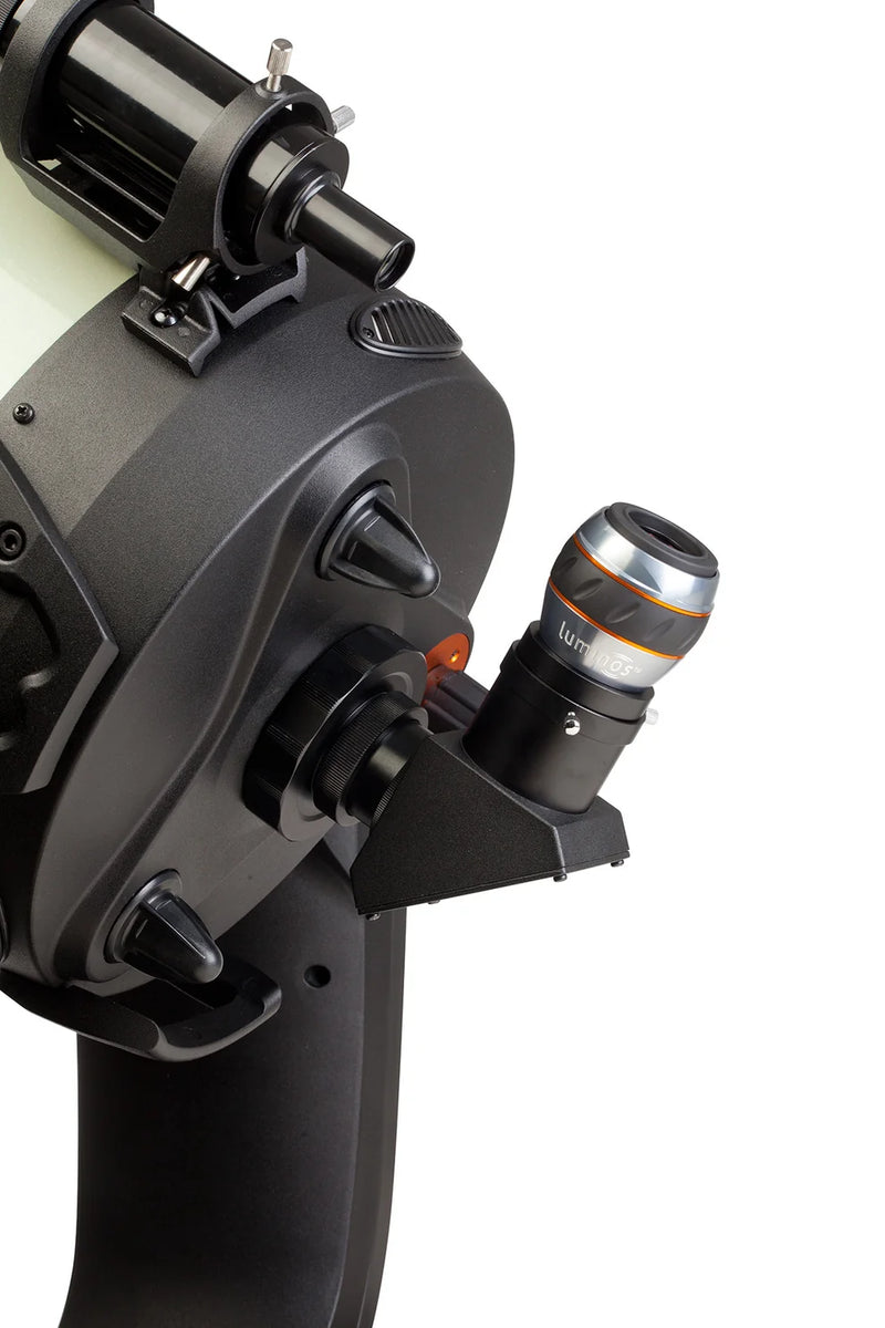 Celestron Luminos 1.25-inch 7mm eyepiece for telescopes, featuring high-quality optical glass and comfortable rubber grip.