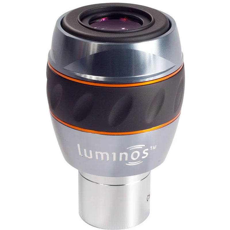 Celestron Luminos 1.25-inch 10mm eyepiece with black body and silver accents for telescope viewing.