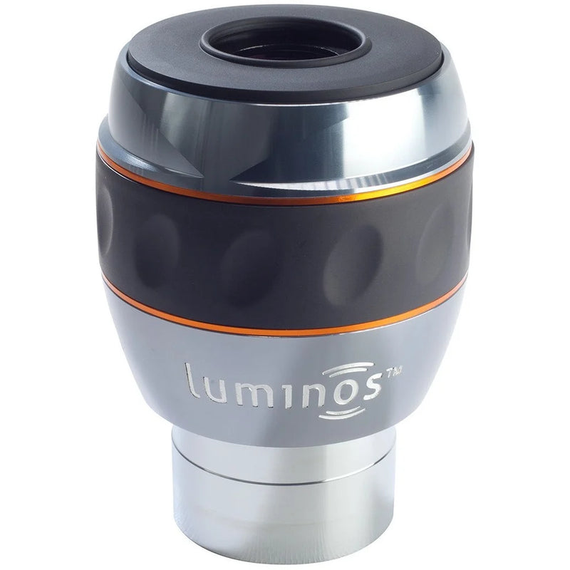 Celestron Luminos 2-inch 23mm eyepiece with large lens and eye relief, designed for clear, detailed astronomical viewing.