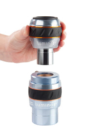 Celestron Luminos 2.5x 2-inch Barlow lens for telescope eyepieces, used for magnifying celestial objects in astronomy.