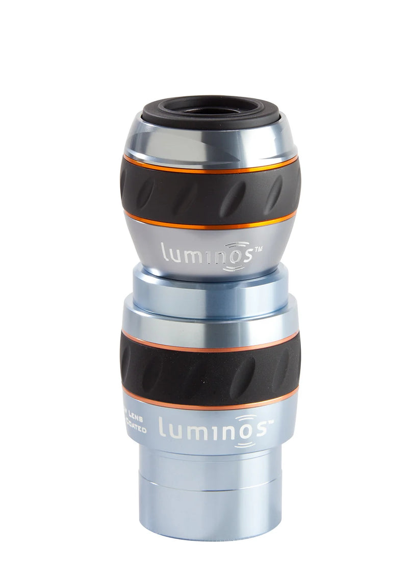 Celestron Luminos 2.5x 2-inch Barlow lens for telescope eyepieces, enhancing magnification and viewing clarity.