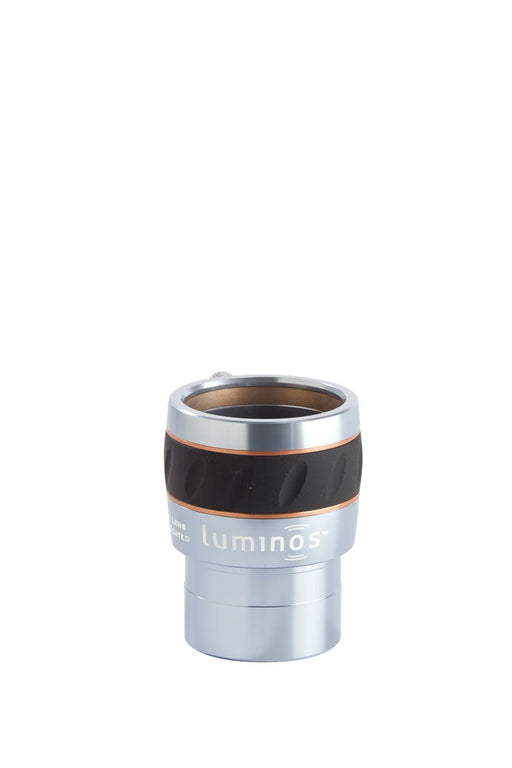Celestron Luminos 2.5x 2-inch Barlow lens for telescope eyepieces, enhancing magnification and image detail during astronomy observations.
