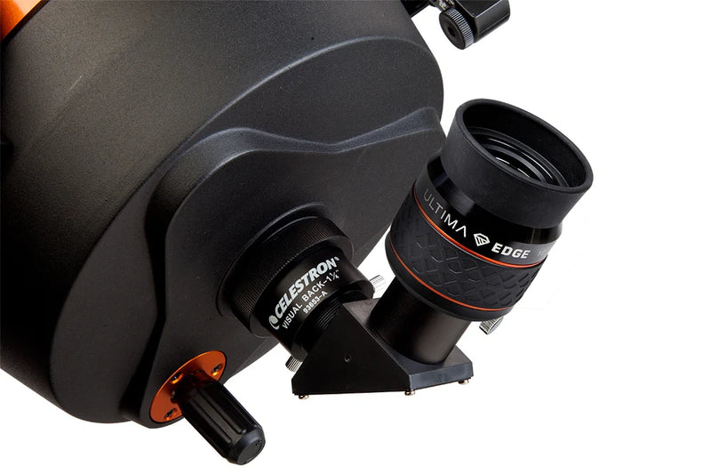 Celestron Ultima Edge 1.25-inch 18mm eyepiece for telescopes, showcasing the high-quality optical design and focus adjustment.