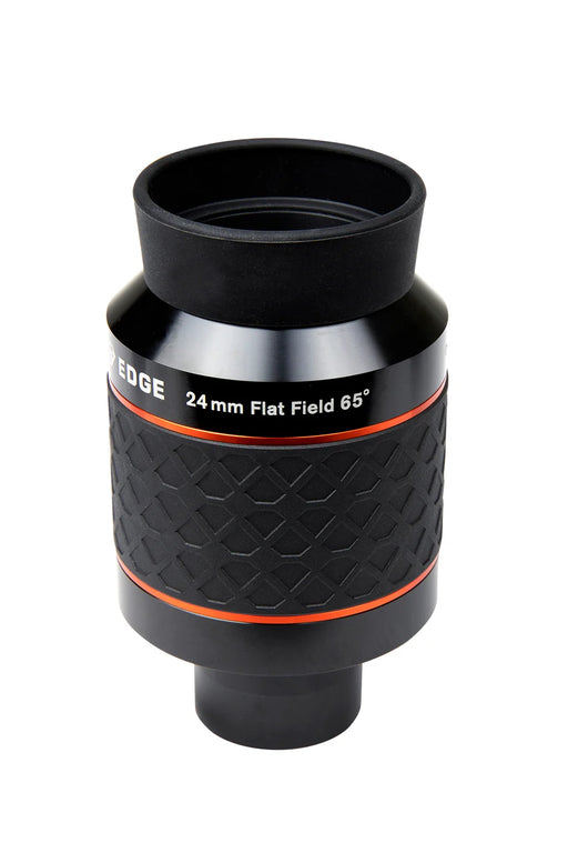 Celestron Ultima Edge 24mm 1.25-inch eyepiece for telescopes, showing the high-quality optical lens and focus ring.