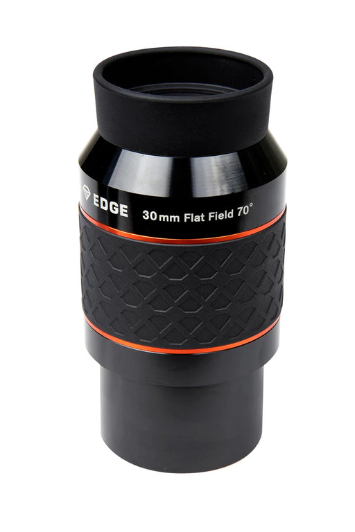 Celestron Ultima Edge 2-inch 30mm eyepiece for telescopes, with a wide lens and adjustable eye relief, designed for clear astronomical viewing.