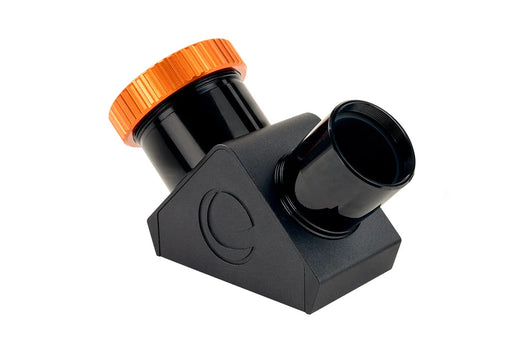 Celestron 1.25-inch dielectric mirror diagonal with twist-lock mechanism for telescope accessories.