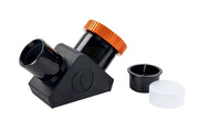 Celestron 1.25-inch dielectric mirror diagonal with twist-lock mechanism for telescope accessories, featuring a sturdy construction.