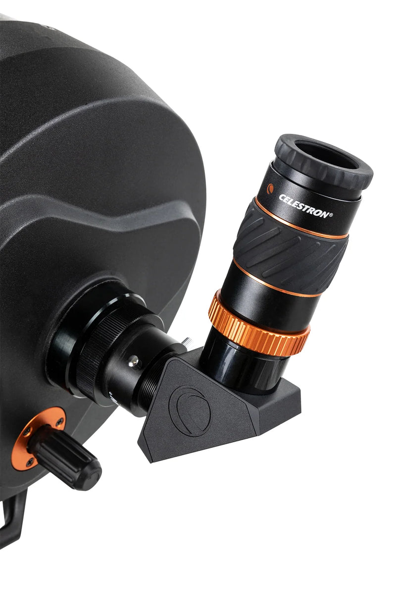 Celestron 1.25-inch dielectric mirror star diagonal with twist-lock mechanism for telescope accessories, reflecting light efficiently.