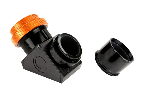 Celestron 2-inch dielectric mirror diagonal with twist-lock mechanism, used for telescope accessories and viewing clarity.