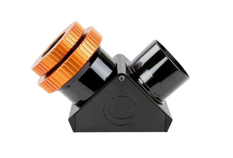 Celestron 2-inch dielectric mirror diagonal with twist-lock mechanism for telescope accessories, high reflectivity and durability.