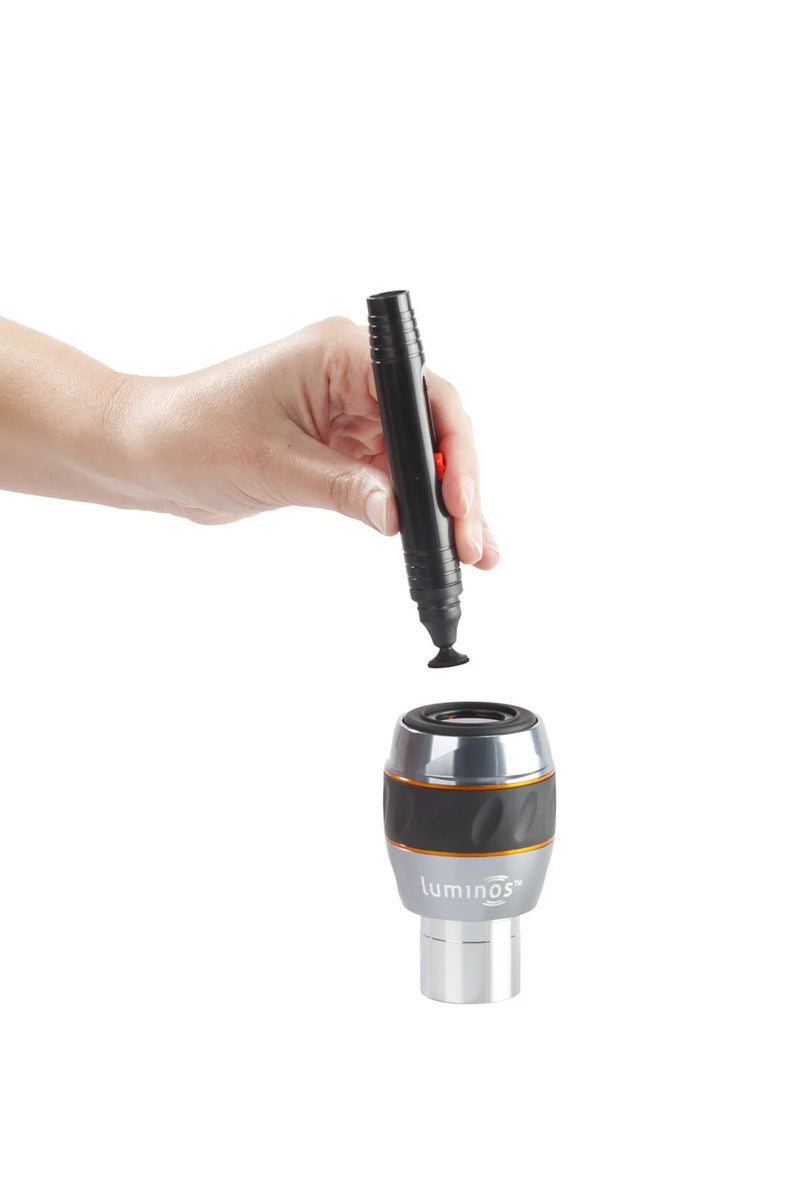 Celestron LensPen optics cleaning tool with retractable brush and cleaning tip for camera lenses and telescopes.