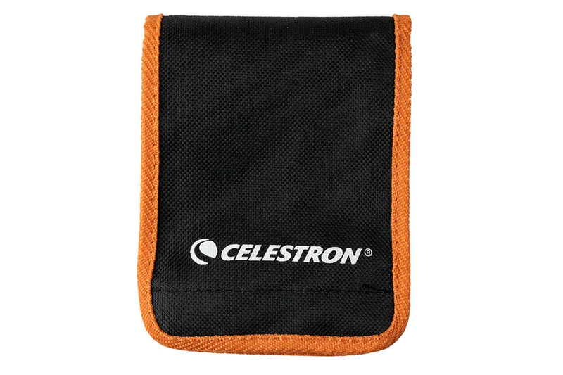 Celestron Deluxe Lens Cleaning Kit with cleaning cloths, brushes, and solution for telescope and camera lens maintenance.