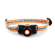 Celestron Night Vision Red Headlamp with adjustable strap and bright LED light for hands-free illumination in dark environments.