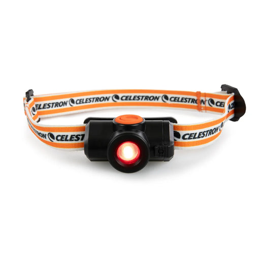 Celestron Night Vision Red Headlamp with adjustable strap and bright LED light for hands-free illumination in dark environments.