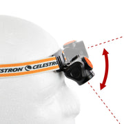 Celestron Night Vision Red Headlamp with adjustable strap and red LED light for hands-free illumination during outdoor activities.