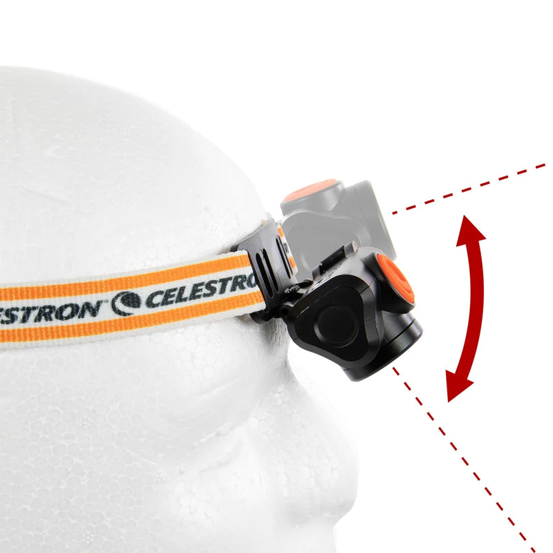 Celestron Night Vision Red Headlamp with adjustable strap and red LED light for hands-free illumination during outdoor activities.