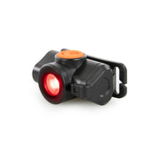Celestron night vision red headlamp with adjustable strap and bright red LED light for hands-free illumination in dark conditions.