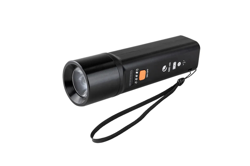 Celestron PowerTank Glow 5000 red flashlight and portable charger with LED light and power indicator for outdoor use